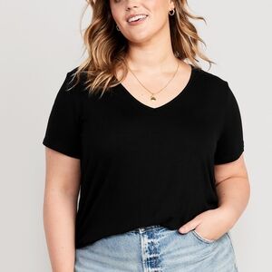Old Navy Women's Luxe V-Neck Short Sleeve Tee T-Shirt Black XXL New With Tags